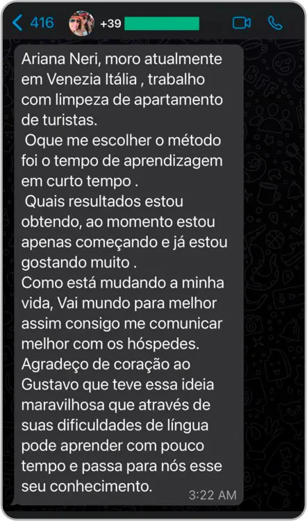 Depoimento aluno