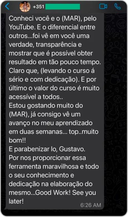 Depoimento aluno